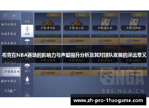 布克在NBA赛场的影响力与声望提升分析及其对球队发展的深远意义